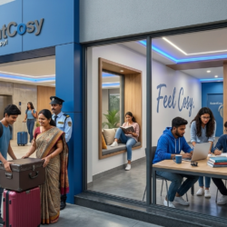 Students arriving at safe and affordable student accommodation in India by StudentCosy